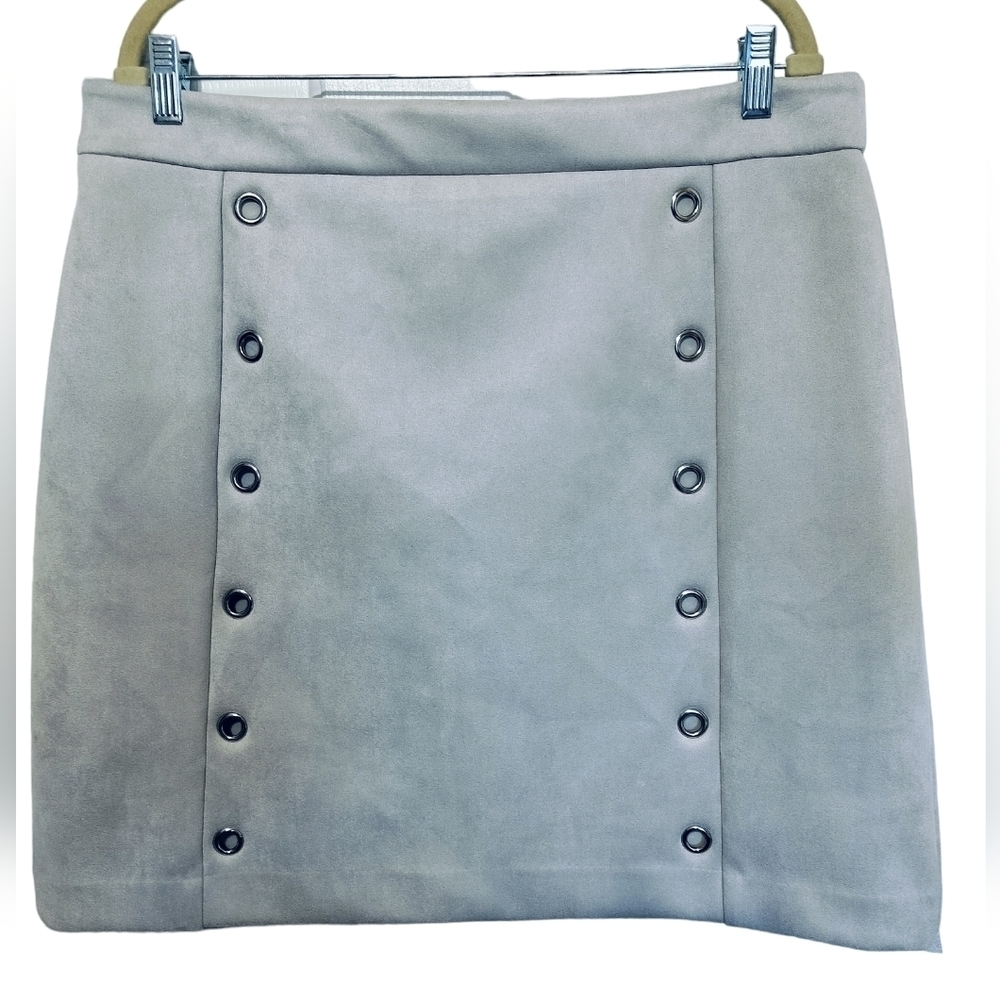 (SK69) Ann Taylor Factory Silver Faux Suede A Line Skirt Size 14